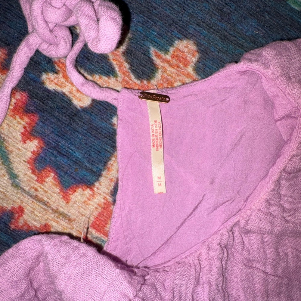 Free People Solid Bubble Cropped Blouse - image 3